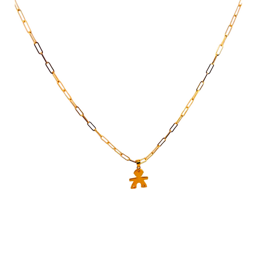 Collana in Argento 925 Placcato Oro con Pendente Bambino - Made in Italy - ROMA GEMS