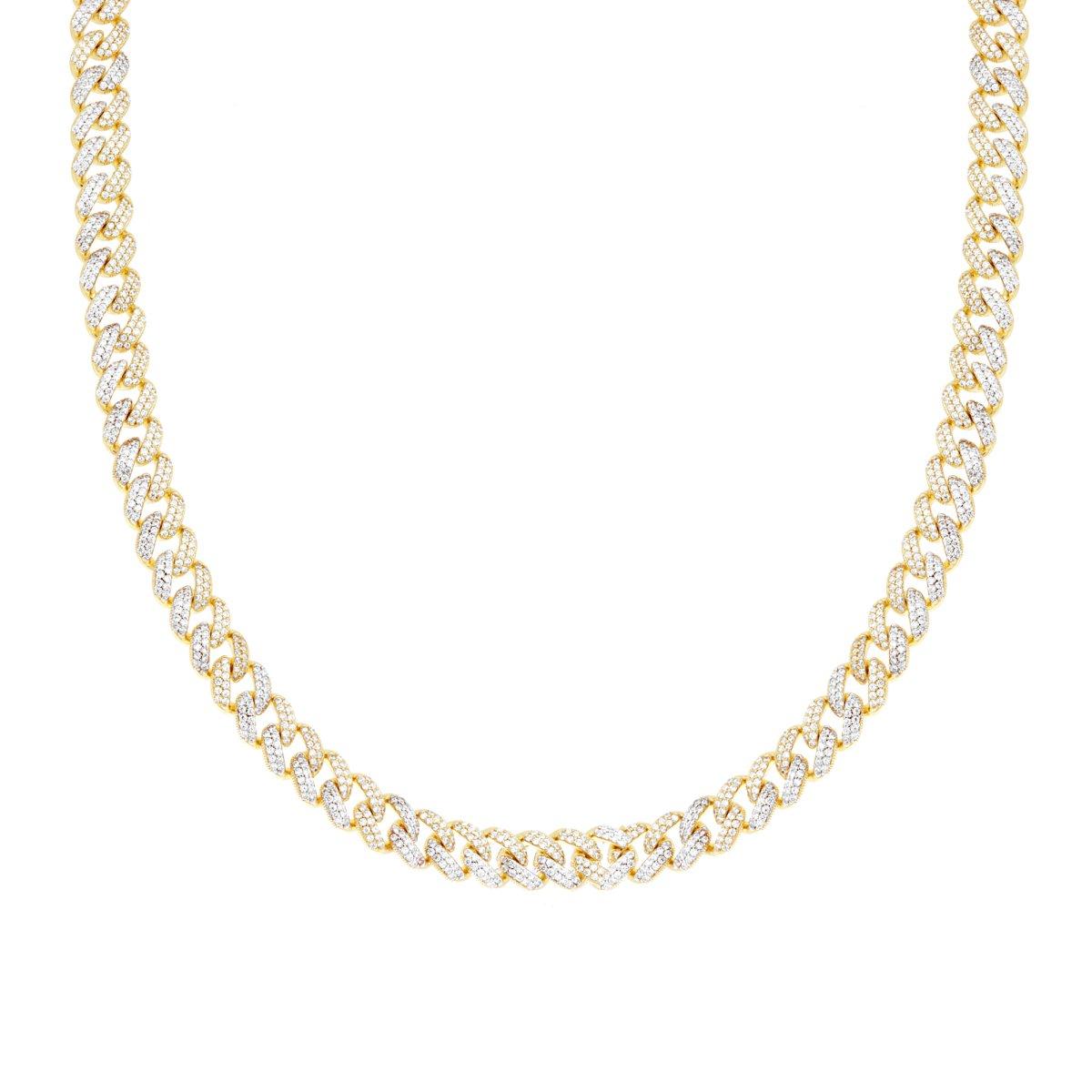 Necklace with Curb Chain and White Cubic Zirconia - ROMA GEMS