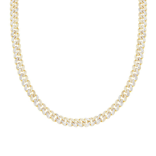 Necklace with Curb Chain and White Cubic Zirconia - ROMA GEMS