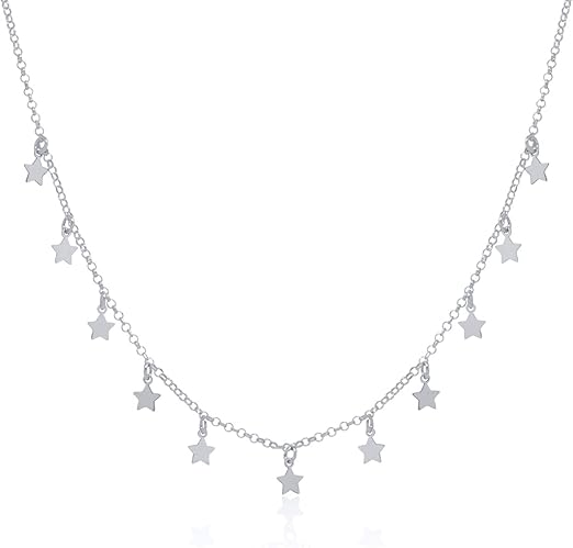 Collana con Piccoli Pendenti a Stella - Ciondolo con Stelline da Donna in Argento Sterling 925 - ROMA GEMS