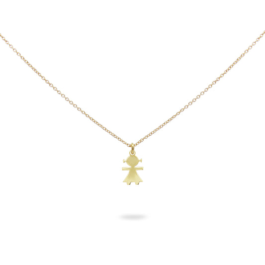 Collana in Argento Sterlingo 925 Placcato Oro con Pendente Bambina - ROMA GEMS