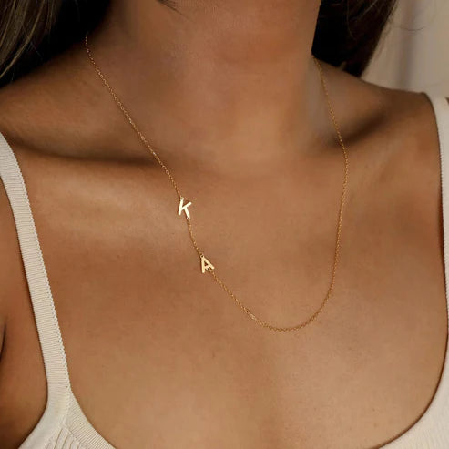 collana in argento 925 personalizzata con le iniziali laterali - ROMA GEMS