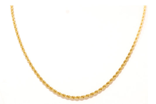 Collana in Argento Sterling 925 Placcato Oro - Catena Intrecciata 55 cm - ROMA GEMS