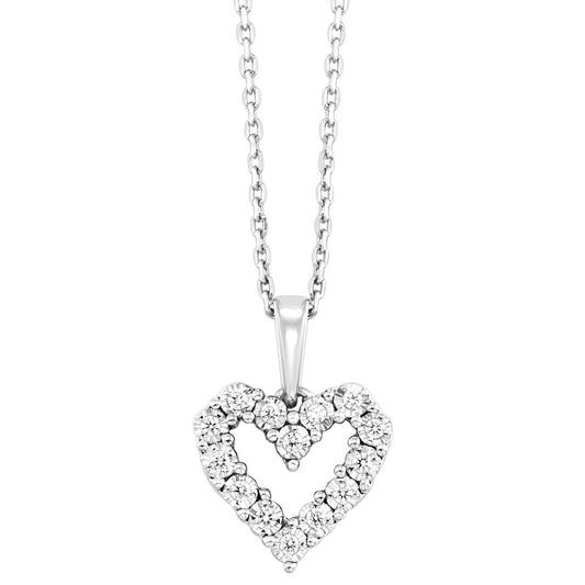 Collana con pendente a cuore aperto in argento sterling 925 e diamante. - ROMA GEMS