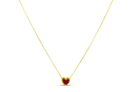 Collana in Argento 925 Placcato Oro 18k con Ciondolo a Cuore Smaltato Made in Italy