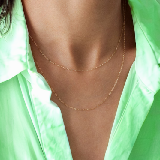 Collana in Argento Sterling 925 Placcato Oro - Catena Rolo 45 cm - ROMA GEMS