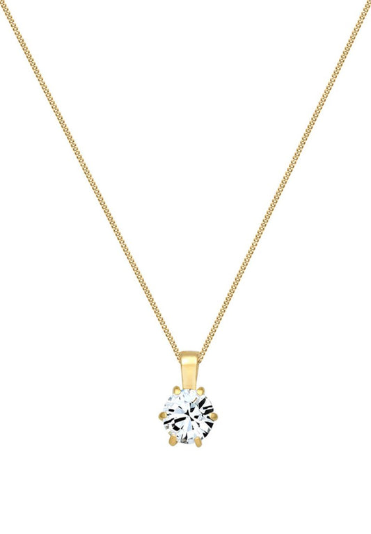 Collana in Argento Sterling 925 Placcata in Oro con Pendente a Punto di Diamante - ROMA GEMS