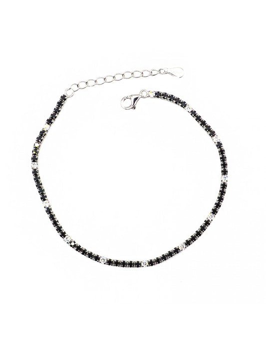 Bracciale Tennis in Argento Sterlingo 925 con Zirconia Cubica Nera e Bianca - ROMA GEMS