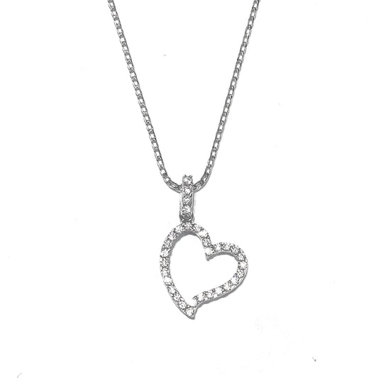 Collana in Argento con Ciondolo Cuore Brillante - ROMA GEMS
