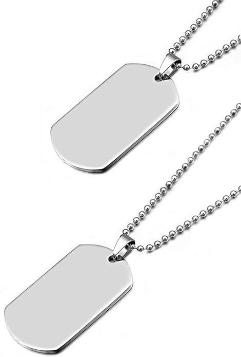 Collana Acciaio con Fotoincisione Medaglietta Rettangolare
