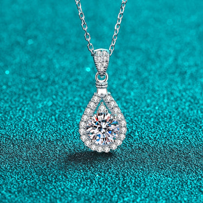 Collana con ciondolo a goccia in moissanite in argento Sterling 925 - ROMA GEMS