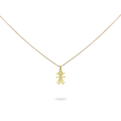 Collana in Argento Sterlingo 925 Placcato Oro con Pendente Bambina - ROMA GEMS