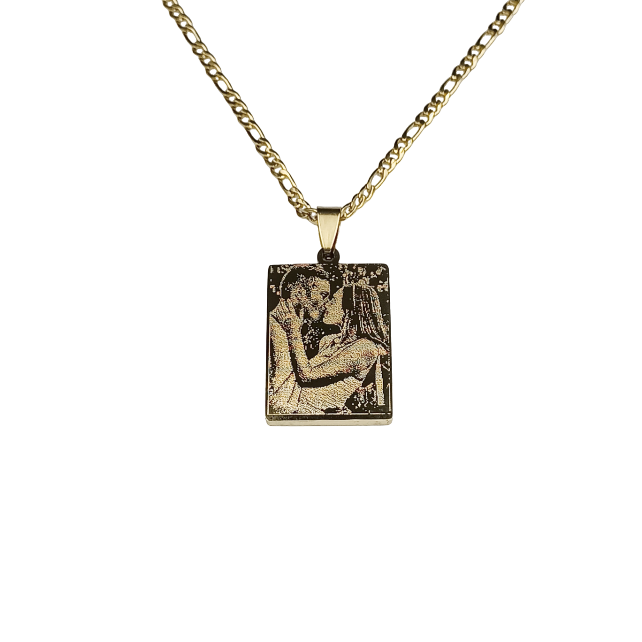 Collana Acciaio con Fotoincisione Medaglietta Rettangolare