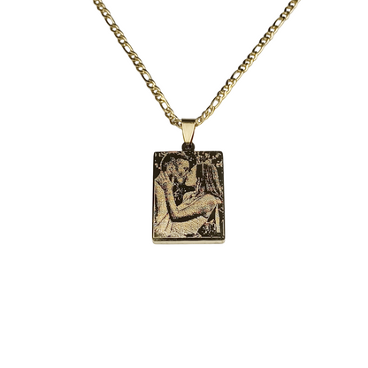 Collana Acciaio con Fotoincisione Medaglietta Rettangolare