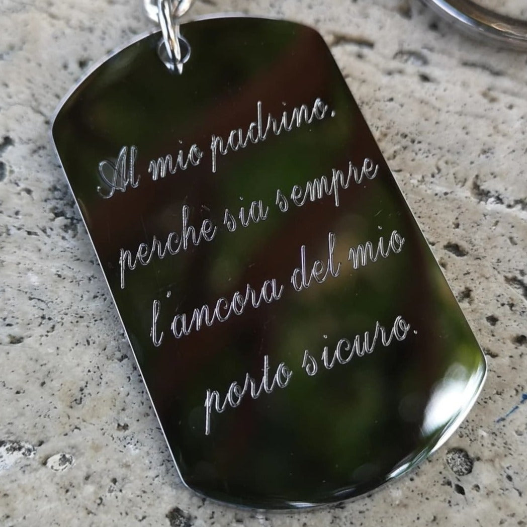 Collana Acciaio con Fotoincisione Medaglietta Rettangolare