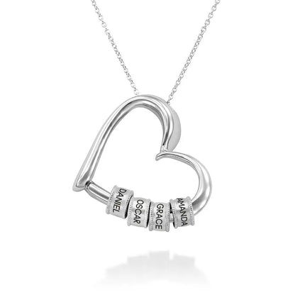 Collana Charming Heart con Perline Incise in Argento