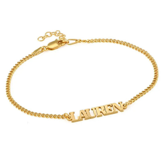 Braccialetto/cavigliera con nome e lettere maiuscole in argento 925