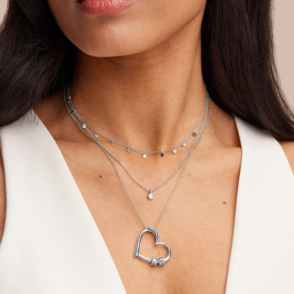Collana Charming Heart con Perline Incise in Argento
